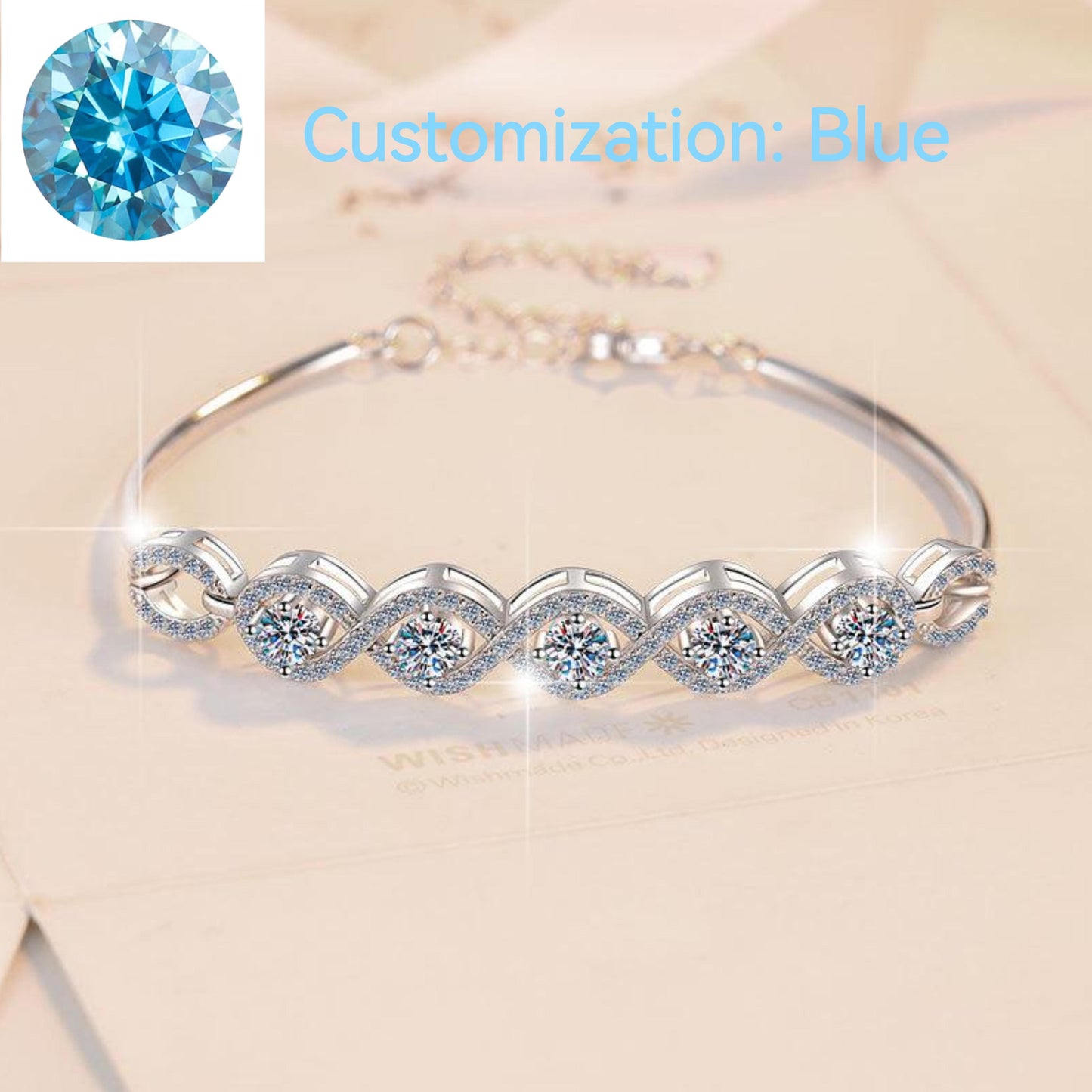 52. S925 Sterling Silver Five Stars Bracelet Synthetic Moissanite Bracelet