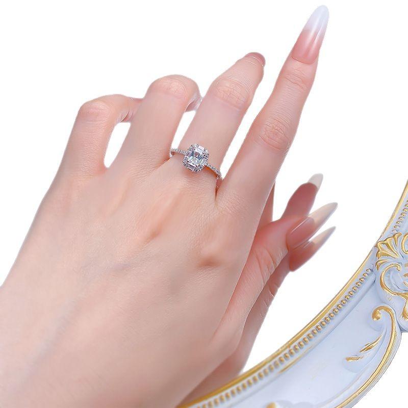 S925 Sterling Silver Rectangular 6A Cubic Zirconia Ring-429(25%)