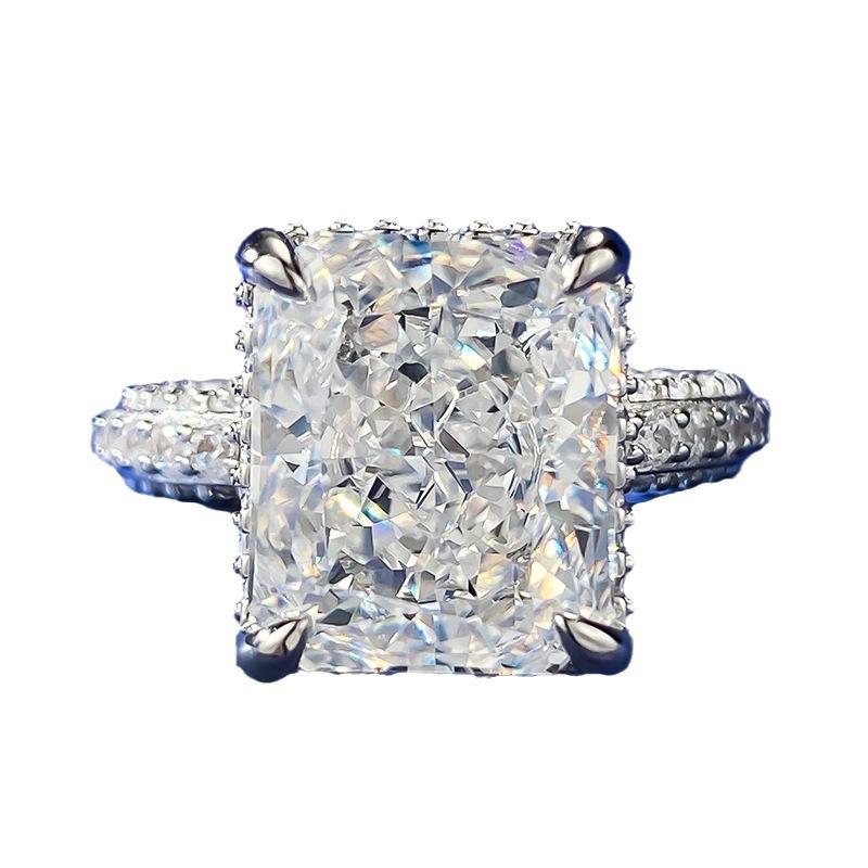 S925 Sterling Silver Ice Flower Cut High Carbon Ring 10*12 8A Cubic Zirconia Ring fashion jewelry accessory woman girl promise ring-227(35%)