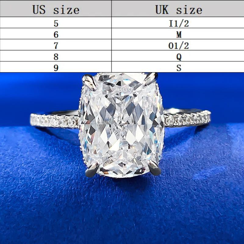 S925 Sterling Silver Ice Flower cut Cushion Ring 8*10mm 8A cubic zirconia ring fashion jewelry accessory woman girl promise ring Springtok-274(35%)