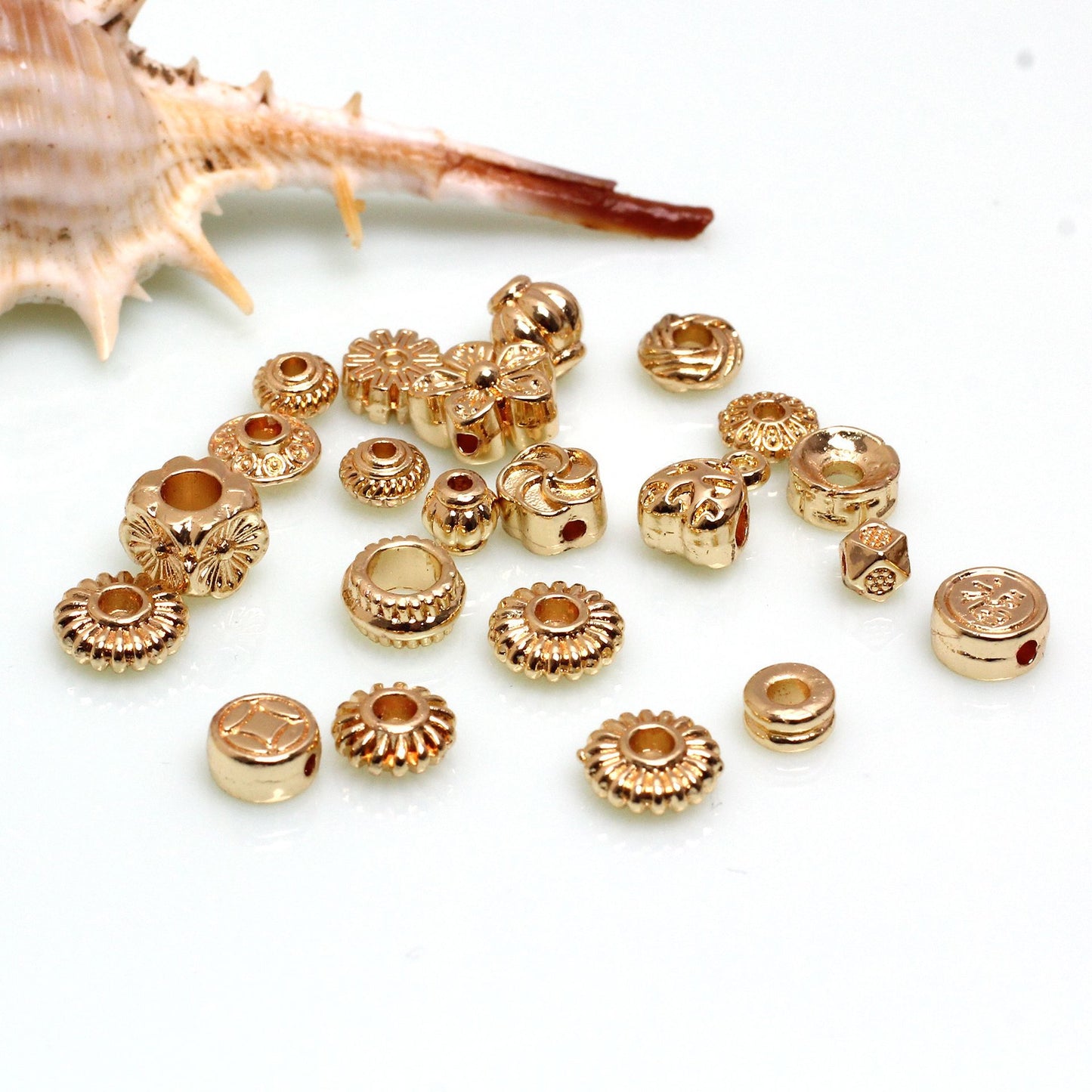 Round Receptacle Alloy Septum Beads For Jewelry DIY，10 pcs, Covered by 14/18K Real Gold Or Silver