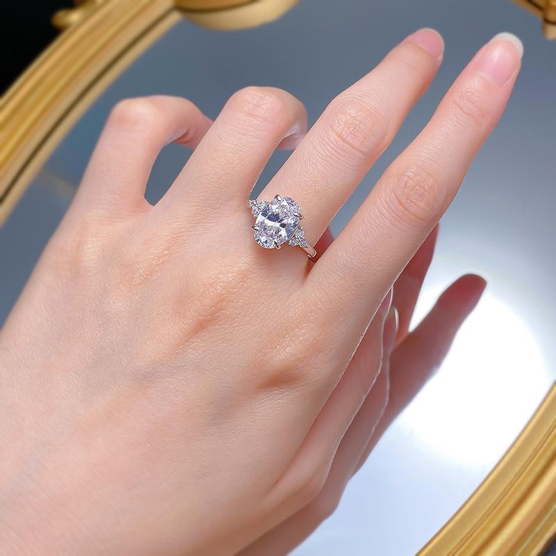 S925 Sterling Silver Oval Cut Oval Ring 8 * 12mm 6A Cubic Zirconia Ring fashion jewelry accessory woman girl promise ring-258(35%)