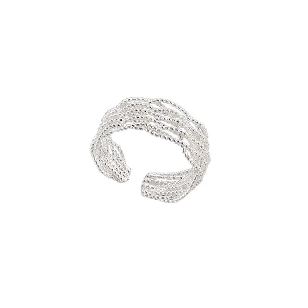 S925 Sterling Silver Braided Line Multi-layer Wrapped Ring Women's Open Ring -490(45%)