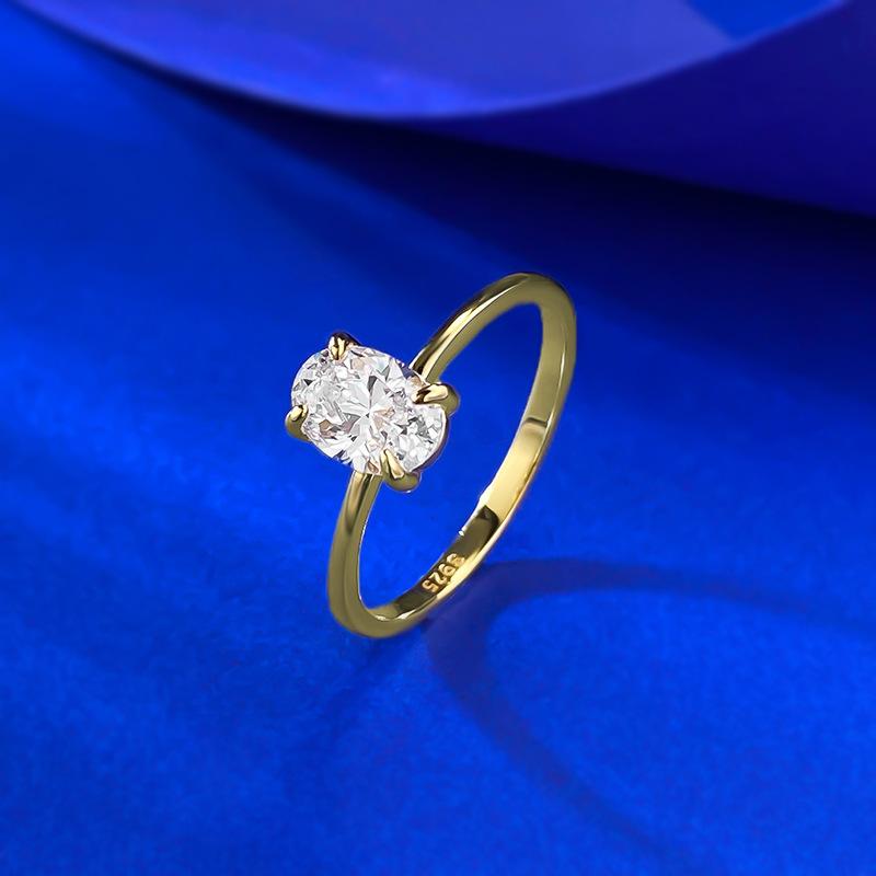 S925 Sterling Silver Oval Cut Ring 5*7mm 6A Cubic Zirconia Ring-573(35%)