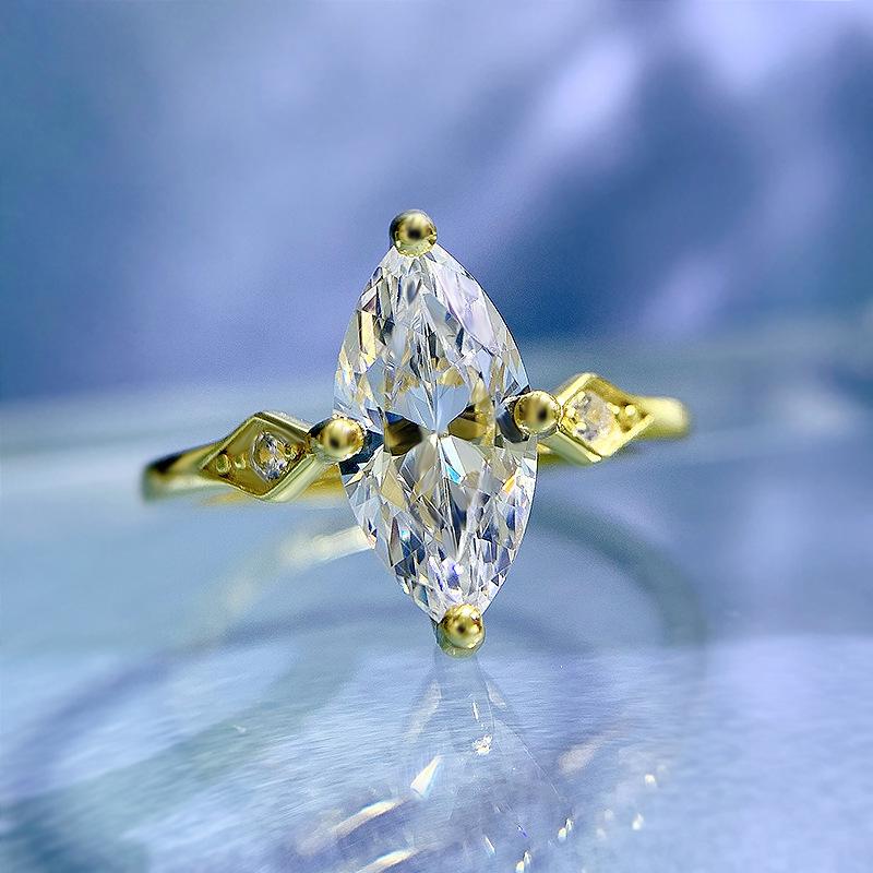 S925 Sterling Silver Marquise Horse Eye 6*12mm  6A Cubic Zirconia Ring-149(45%)