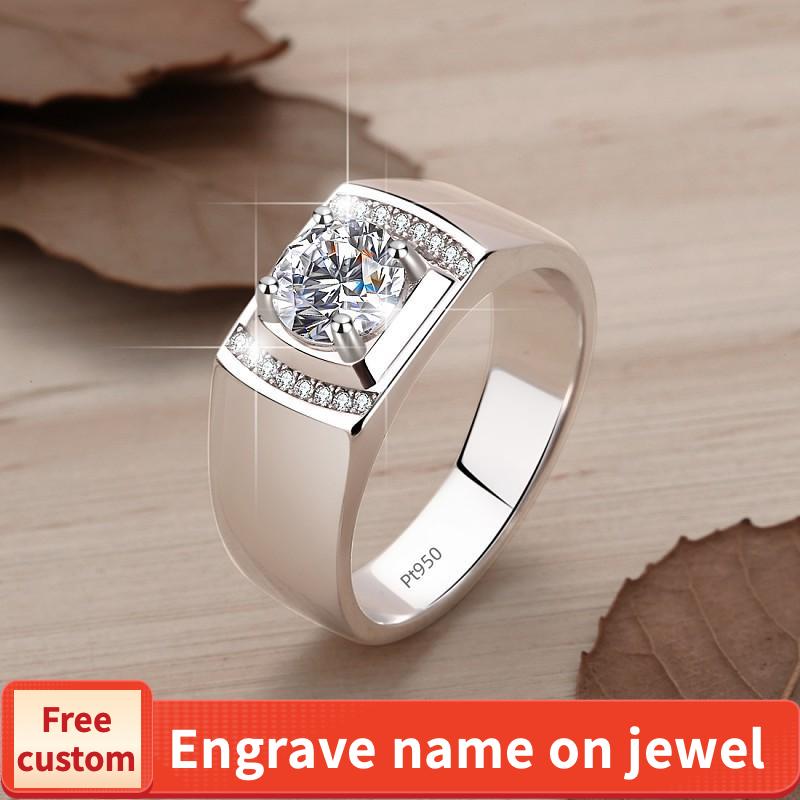 S925 Sterling Silver Man's Ring Inlaid with Super Flash Synthetic Moissanite elegant luxury daily life engagement ring-109(35%)