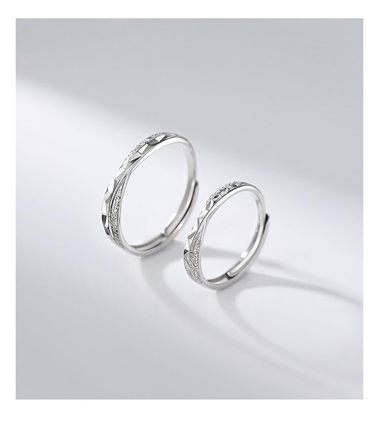 S925 Sterling Silver Cross Line Couple Ring-631 weddingring(45%)