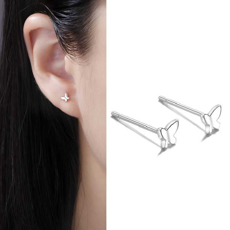 S999 Full Silver Ear Stud, Nourishing Ear Piercing, Prevent Allergies(A pair)