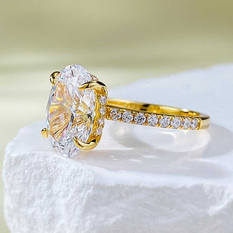 S925 Sterling Silver Radiant Cut Oval Four-Claw Ring 8*12 8A Cubic Zirconia Ring fashion jewelry accessory woman girl promise ring-119(35%)