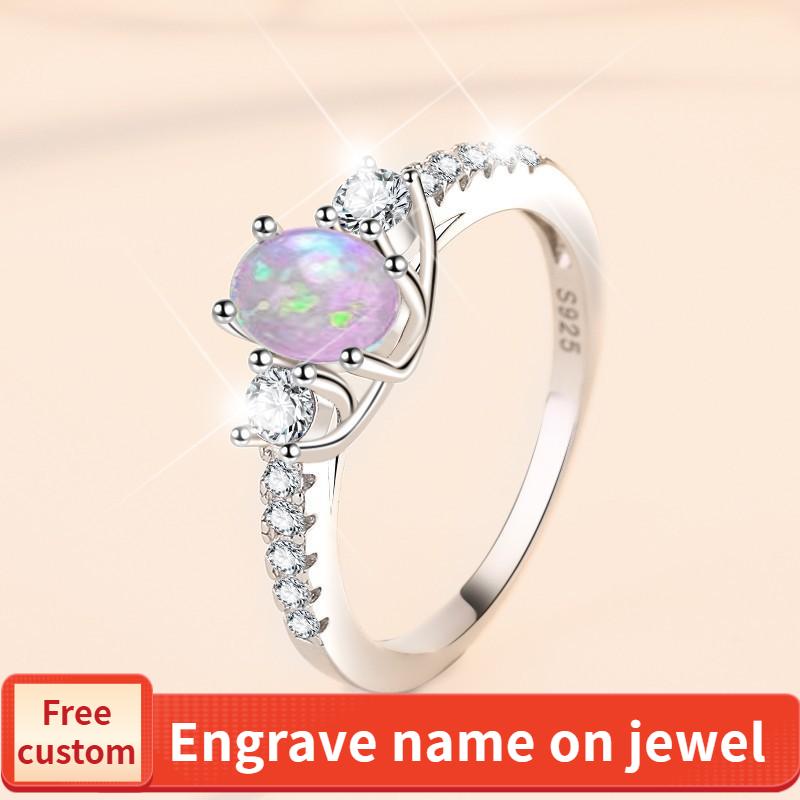 S925 Sterling Silver Ring Opal Stone Ring fashion jewelry accessory woman girl promise ring-254(35%)
