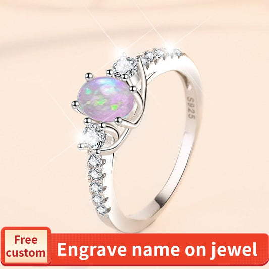 S925 Sterling Silver Ring Opal Stone Ring fashion jewelry accessory woman girl promise ring-254(35%)