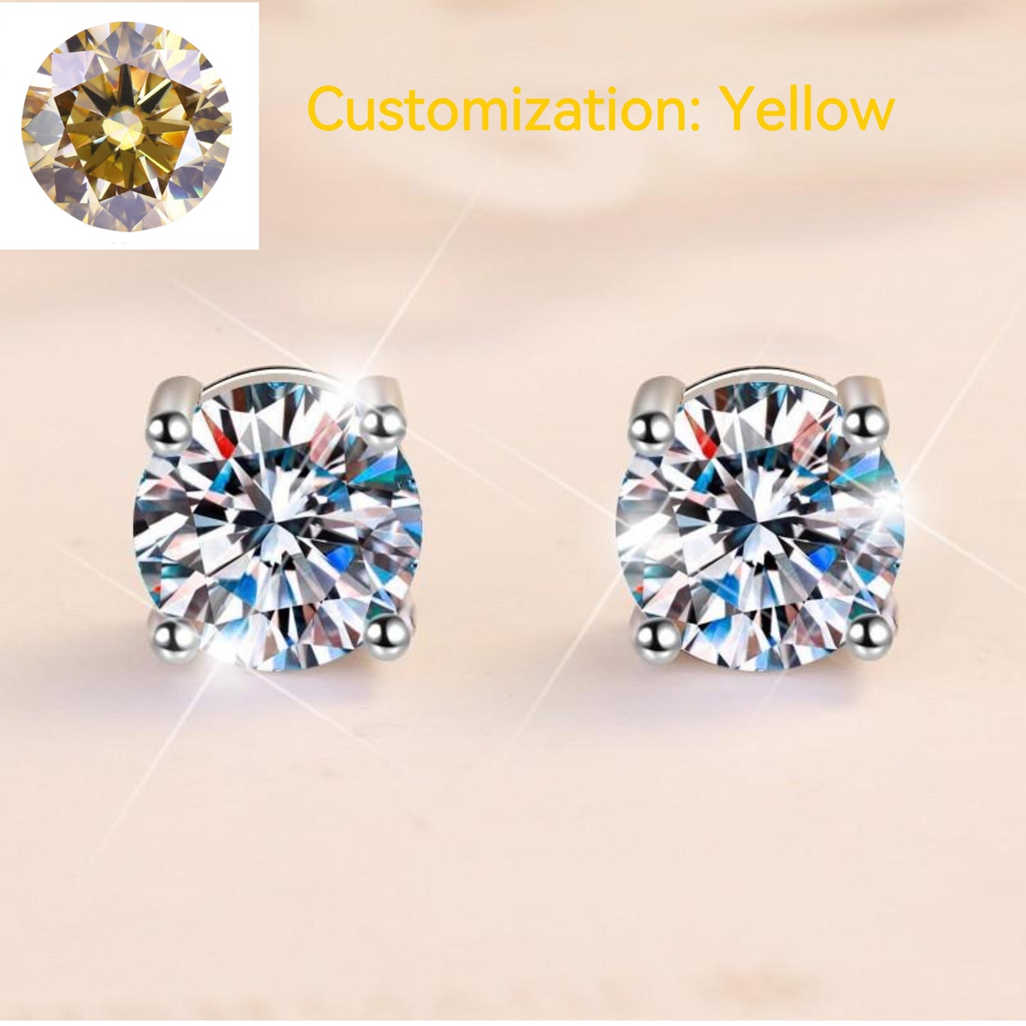 S925 Sterling Silver High Grade Synthetic Moissanite  Four-Claw Stud Earrings Daily Life Earrings-642(35%))