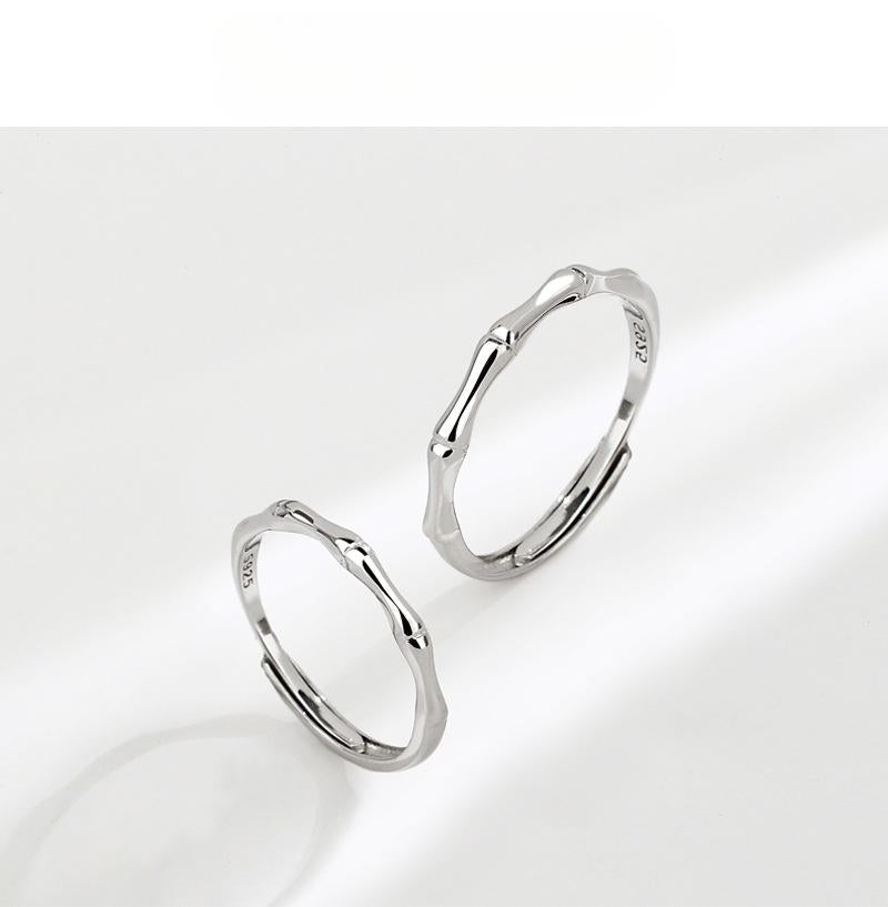 S925 Sterling Silver Ancient Style Bamboo Joint Couple Rings - 485 weddingring(45%)