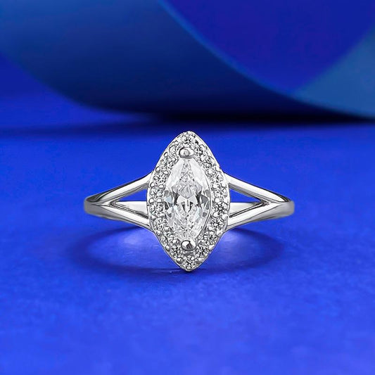 S925 Sterling Silver Marquise Horse Eye Ring 4*8mm 6A Cubic Zirconia Ring-198(35%)