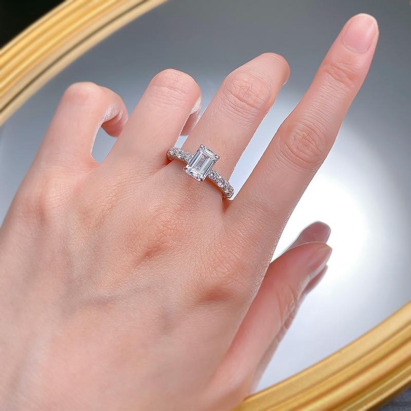 S925 Sterling Silver Grandma Cut Rock Sugar Ring 6*9mm 6A Cubic Zirconia Ring-368(35%)