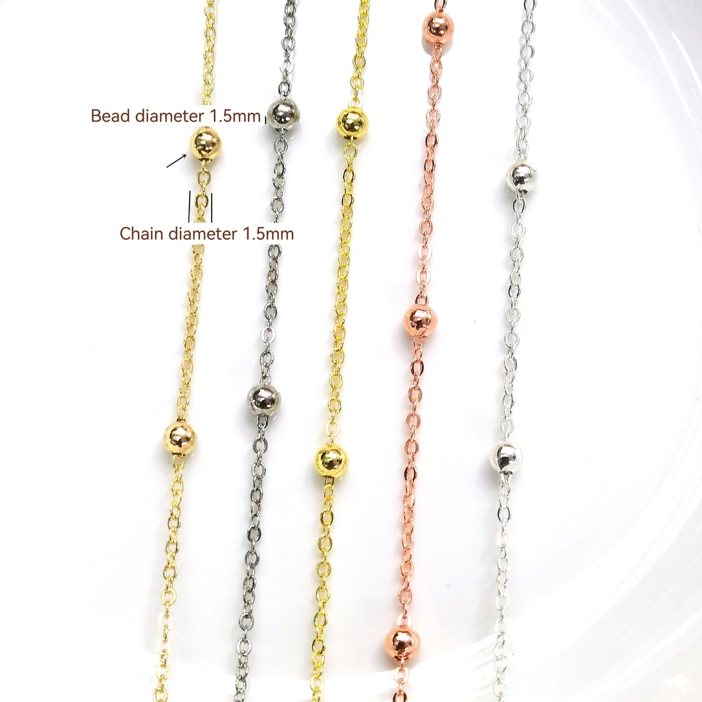 Copper O-chain Holding Beads For Jewelry DIY，Covered By 14/18K Real Gold Or Silver