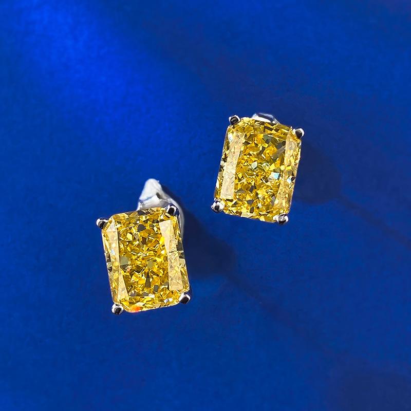 S925 Sterling Silver Ice Flower Cut Ear Stud 7 * 9mm 8A Cubic Zirconia Earrings Daily Life Earrings Springtok-613(35%)