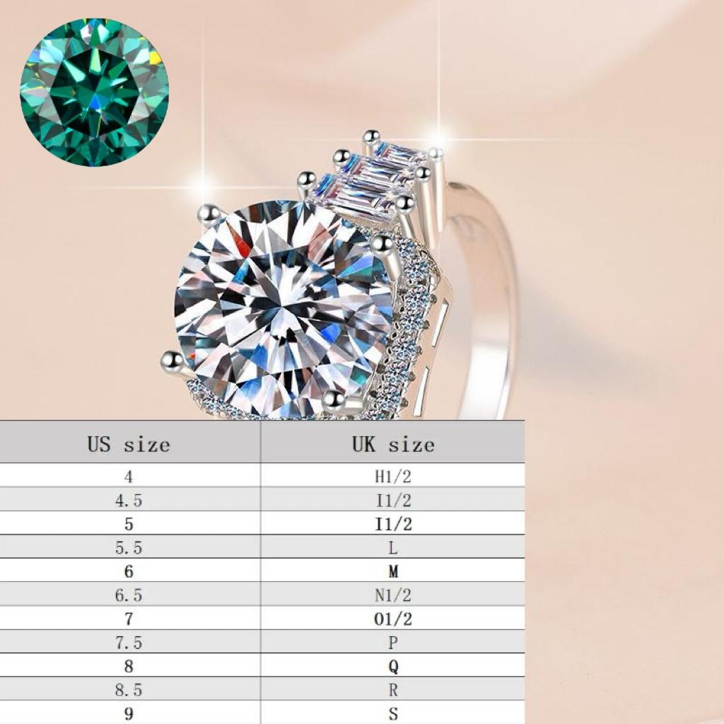S925 sterling silver big round 5 carat synthetic ring moissanite ring fashion jewelry accessory woman girl promise ring-243(1%)