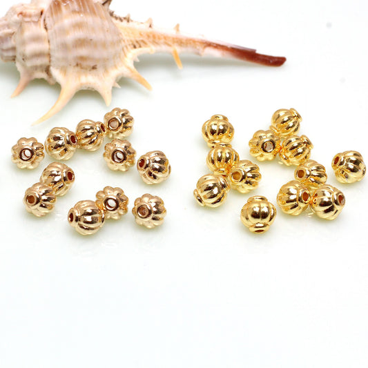 Pumpkin Shaped Alloy Beads For Jewelry DIY，Covered By 14/18K Real Gold Or Silver