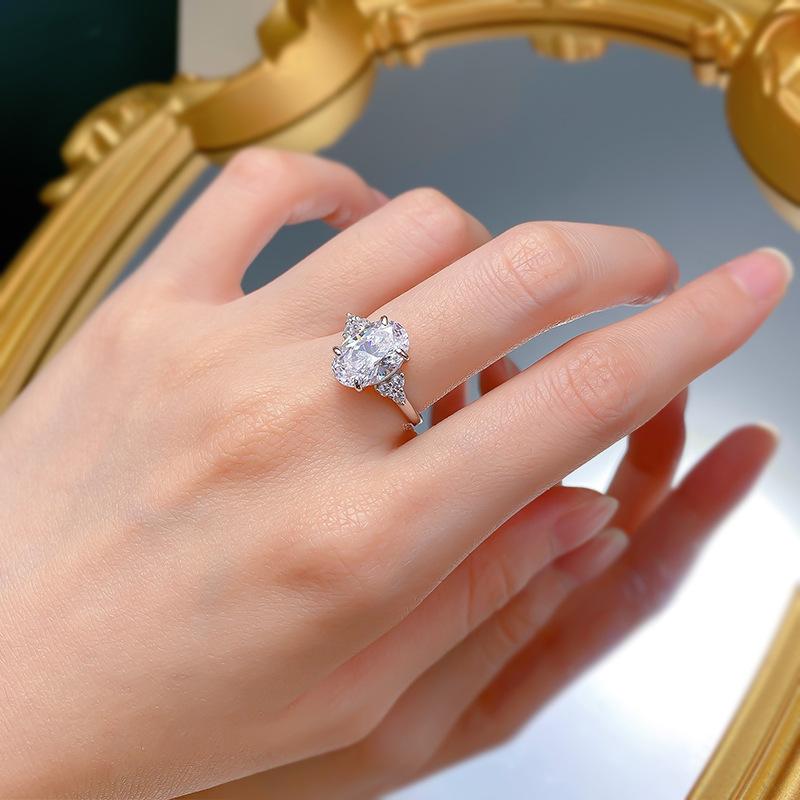 S925 Sterling Silver Oval Cut Oval Ring 8 * 12mm 6A Cubic Zirconia Ring fashion jewelry accessory woman girl promise ring-258(35%)
