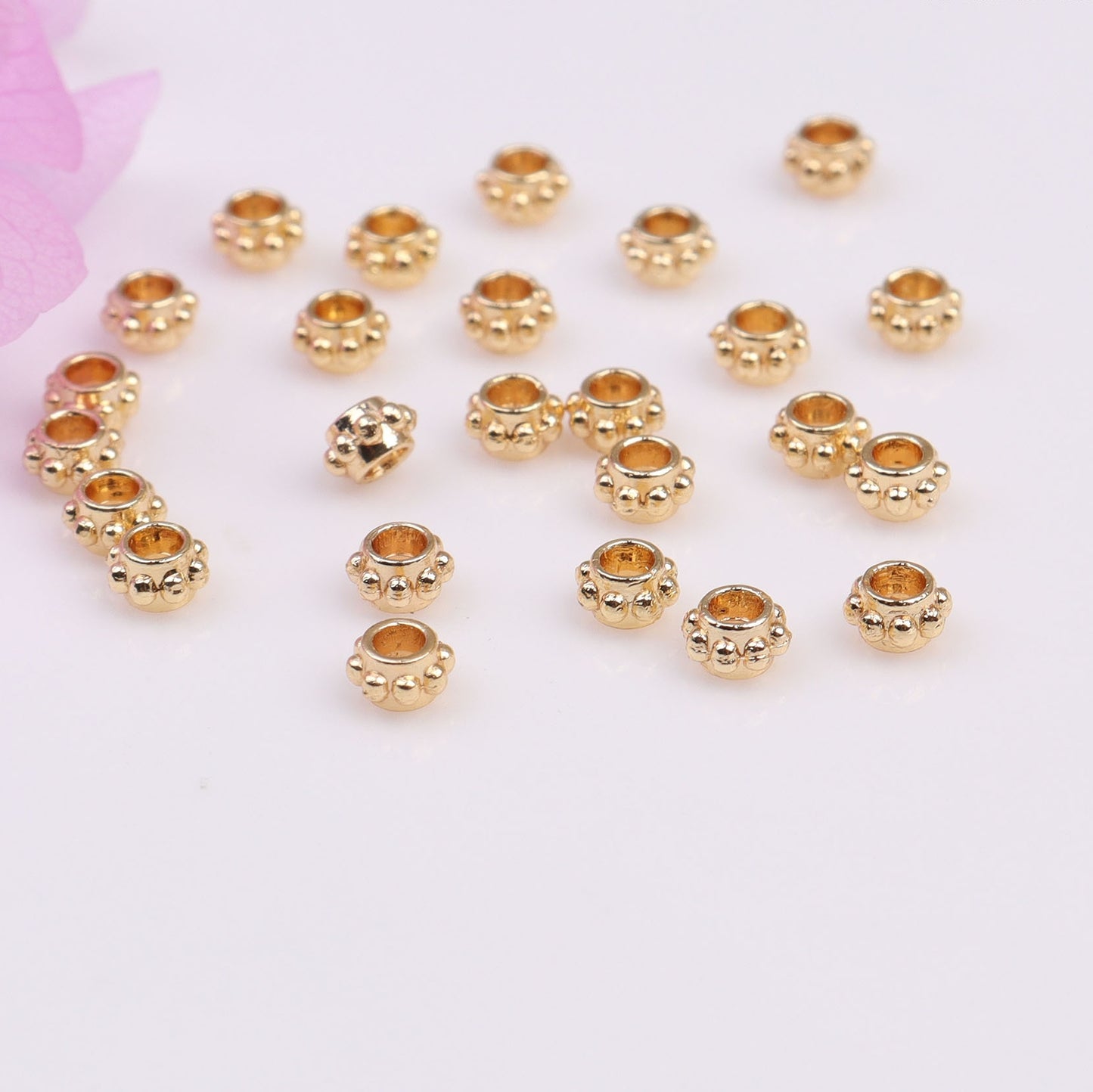 Small Polka-dot Copper Beads For Jewelry DIY，Covered by 14/18K Real Gold Or Silver