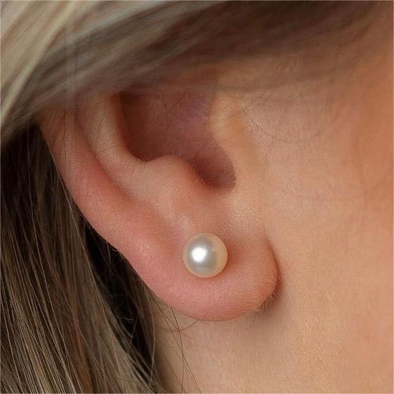 NO90 Nearly Round Nature Freshwater Pearl S925 Sterling Silver Earrings/ High light Slightly blemished natural freshwater pearl/ Send A Special Cloth For Cheaning The Earrings