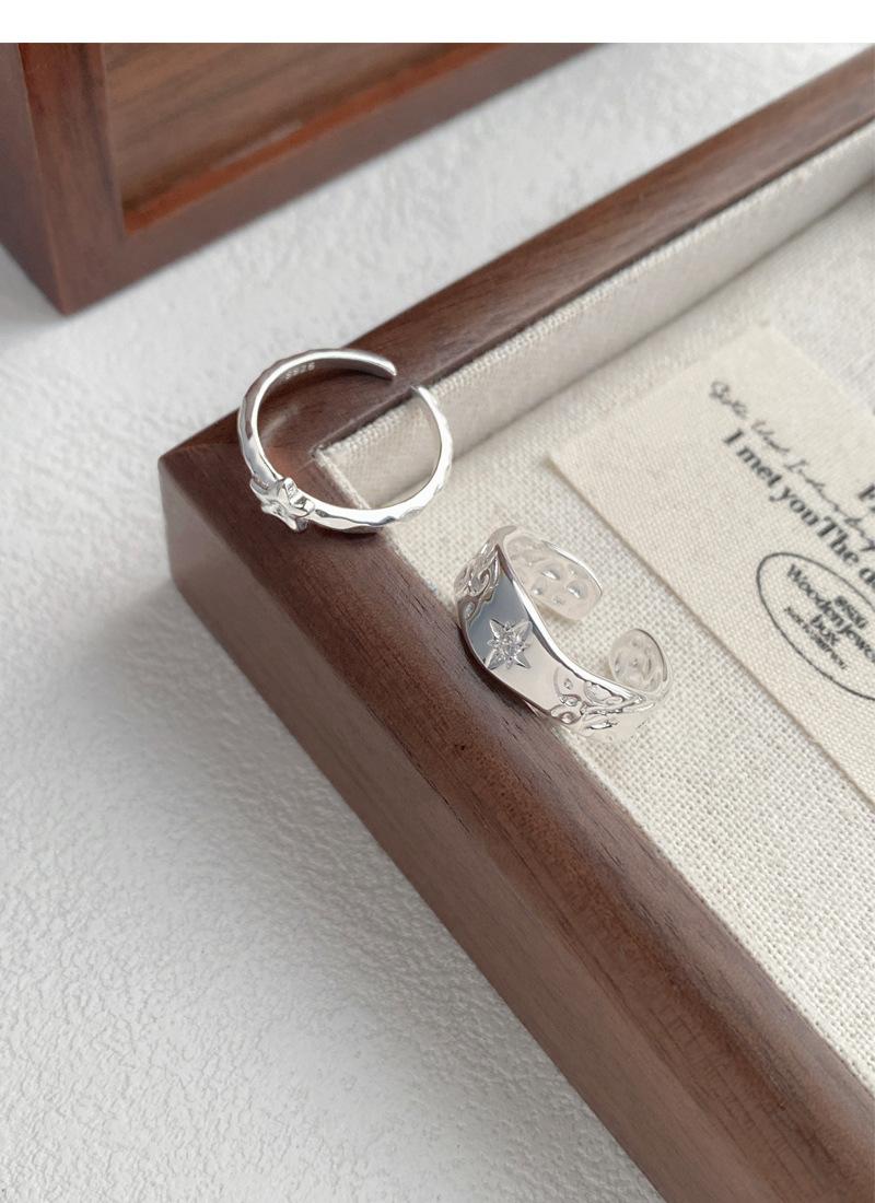 S925 Sterling Silver Irregular Texture Finger Ring for Women - 491(45%)