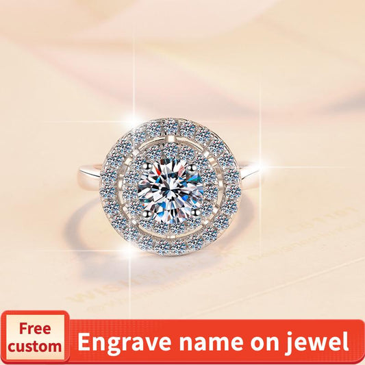 S925 Sterling Silver Ring Sunflower  Synthetic Moissanite fashion jewelry accessory woman girl promise ring-251(35%)