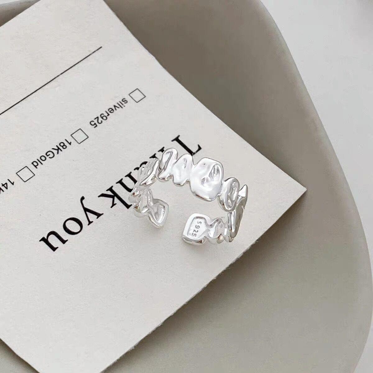 S925 Sterling Silver Irregular Ring Women casual Open Finger Ring -546(45%)