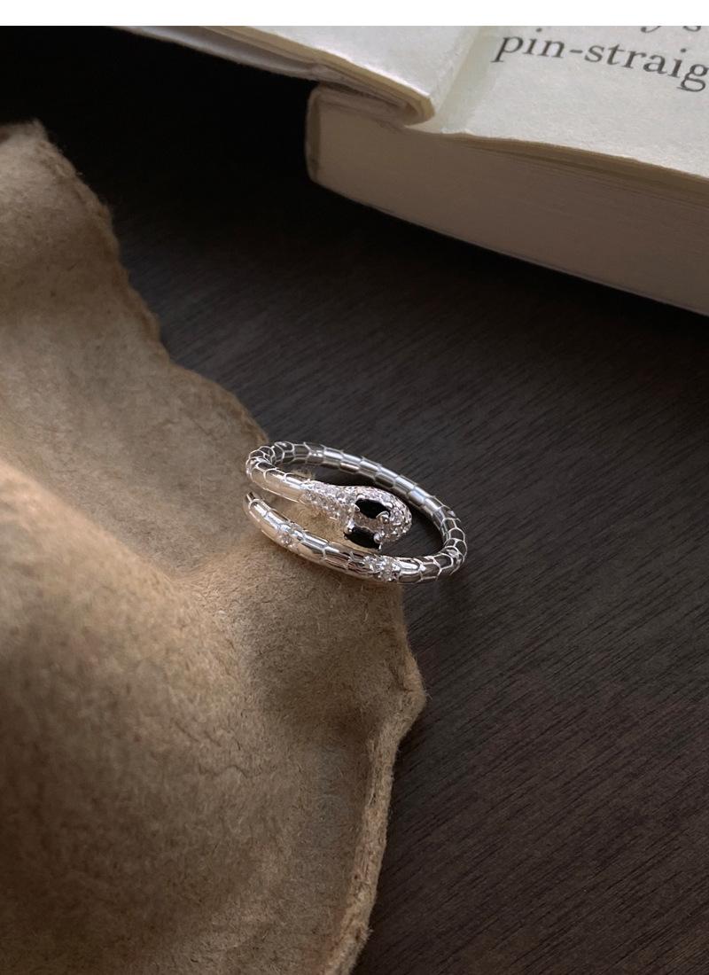 S925 Sterling Silver Snake Ring for Women, Adjustable Open Design - 628(45%)