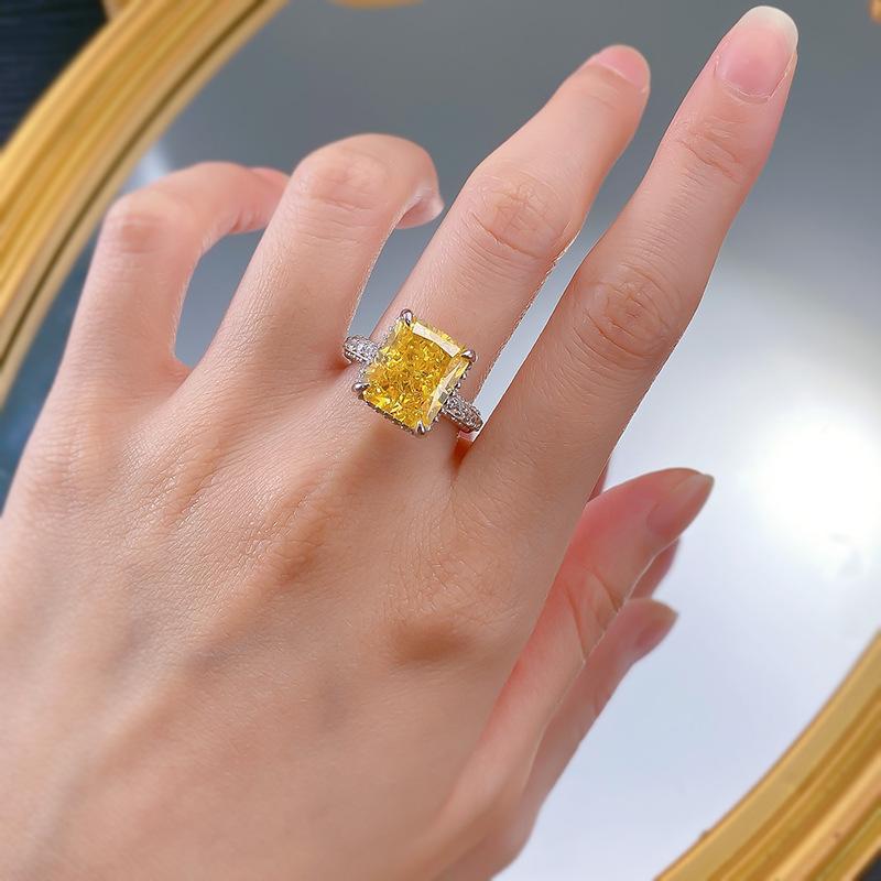 S925 Sterling Silver Ice Flower Cut High Carbon Ring 10*12 8A Cubic Zirconia Ring fashion jewelry accessory woman girl promise ring-227(35%)