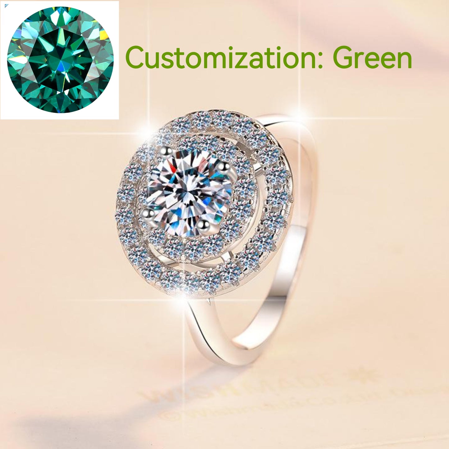 10. S925 Sterling Silver Ring Sunflower  Synthetic Moissanite