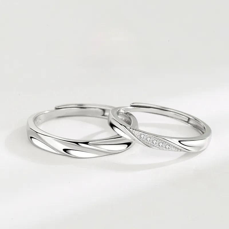 S925 Sterling Silver Simple Plain Band Couple Rings - 487 weddingring(45%)