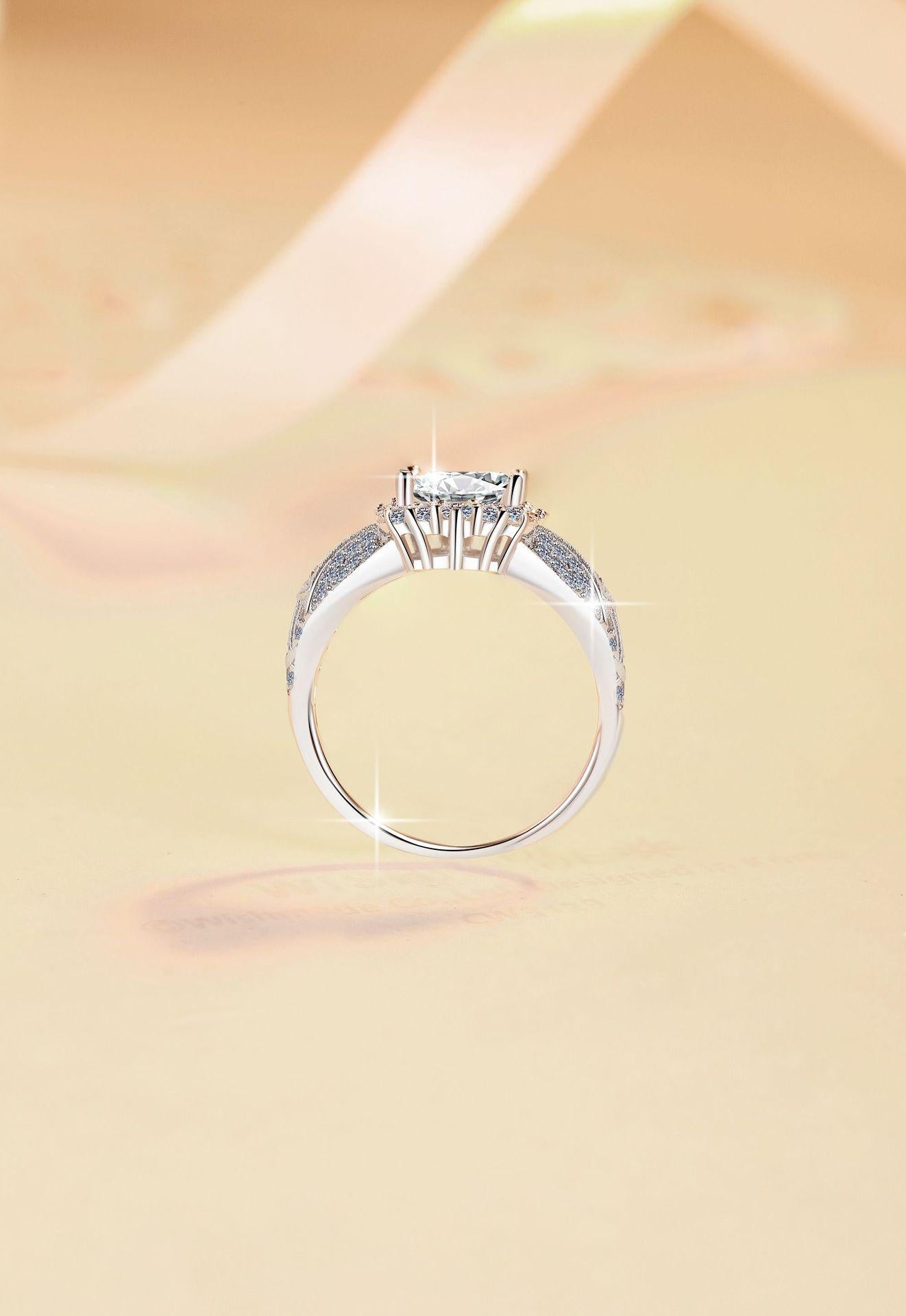 S925 Sterling Silver Big Grandma Ring Synthetic Moissanite Ring 3Carat-445 young  moissanite(25%)