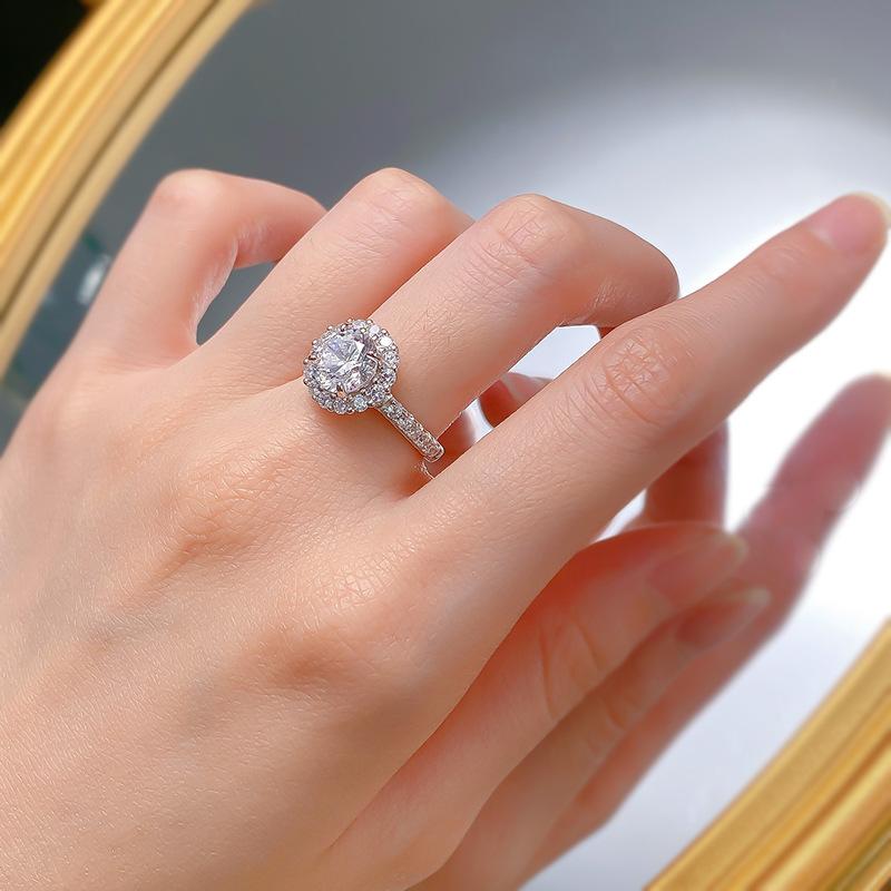 S925 Sterling Silver round Cut round Ring 8 * 8mm 6A Cubic Zirconia Ring fashion jewelry accessory woman girl promise ring Springtok-189(35%)
