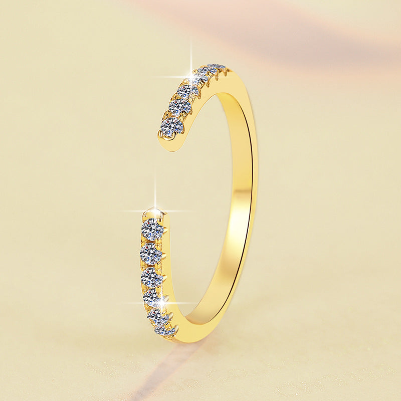 S925 Sterling Silver Adjustable Open Stackable Moissanite Ring-582(35%)