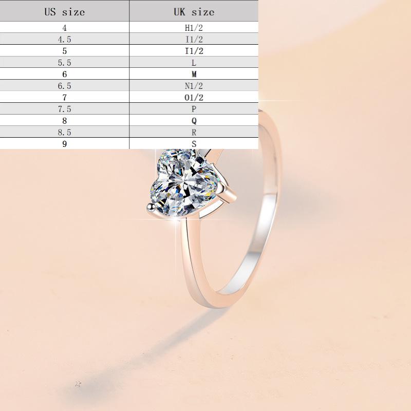 S925 Sterling Silver Heart-Shaped Ring Synthetic Moissanite Ring 1Carat-181(35%)
