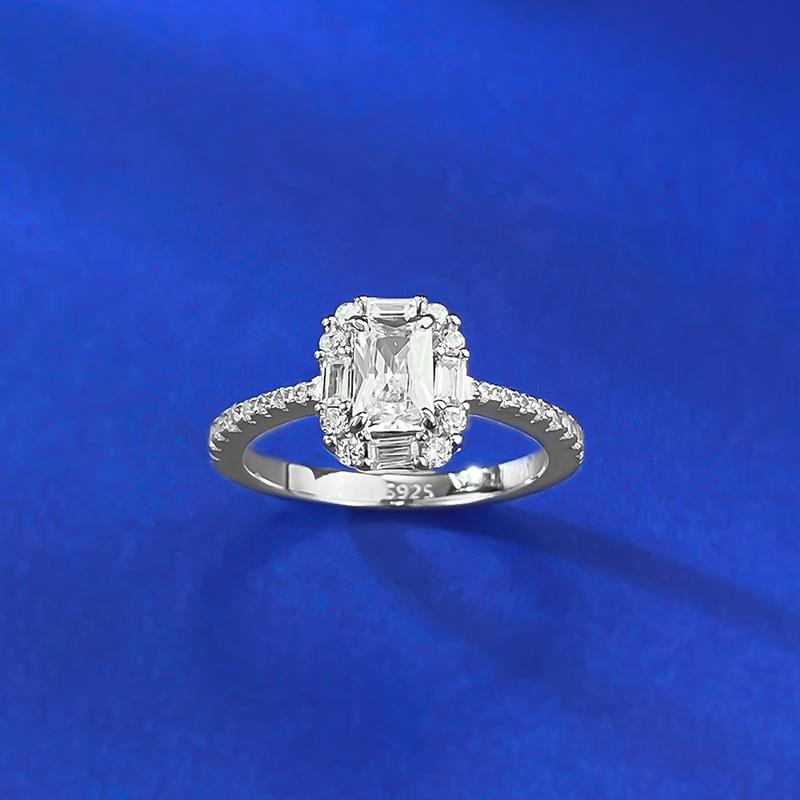 S925 Sterling Silver Rectangular 6A Cubic Zirconia Ring-429(25%)