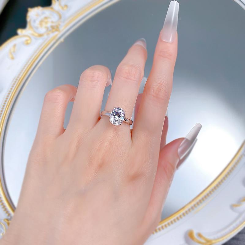 S925 sterling silver oval cut ring 8*10mm 6A cubic zirconia ring fashion jewelry accessory woman girl promise ring-383(35%)