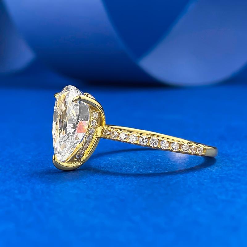 S925 Sterling Silver Pear Shaped Ice Flower Cut Ring 7*11mm 8A Cubic Zirconia Ring fashion jewelry accessory woman girl promise ring Springtok-216(35%)