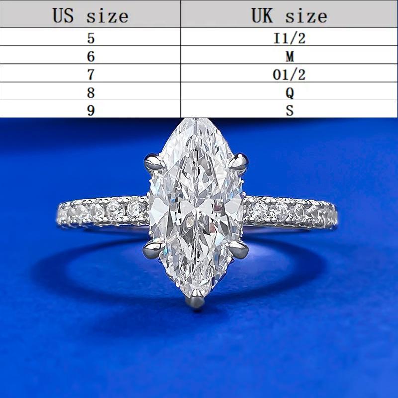 S925 Sterling Silver Marquise Cut Horse Eye Ring 6*12mm 8A Cubic Zirconia Ring fashion jewelry accessory woman girl promise ring-108(35%)