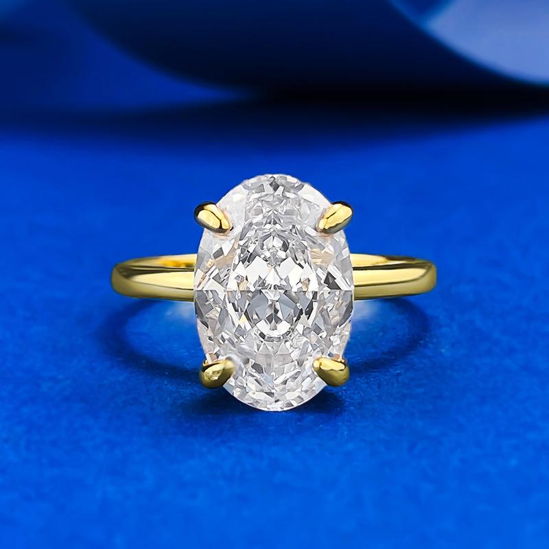 S925 sterling silver oval cut pigeon egg Ring 8*12mm 8A cubic zirconia ring-231(35%)