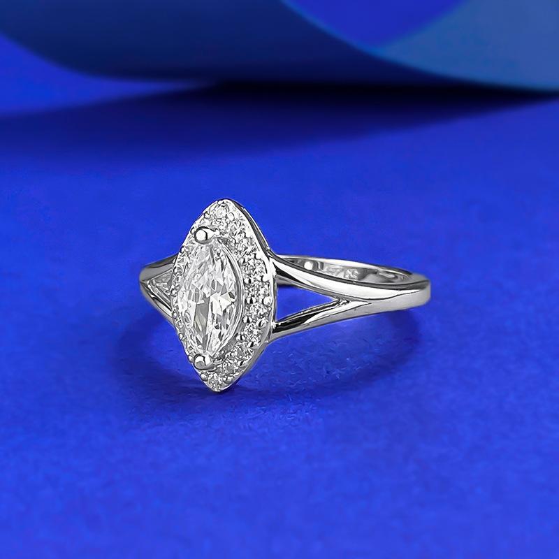 S925 Sterling Silver Marquise Horse Eye Ring 4*8mm 6A Cubic Zirconia Ring-198(35%)