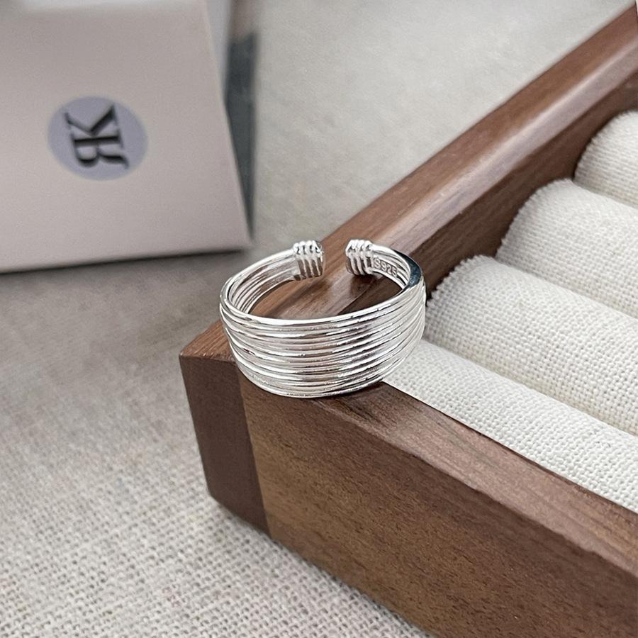 S925 Sterling Silver Multi-layer Ring Women's Open Ring-529(45%)