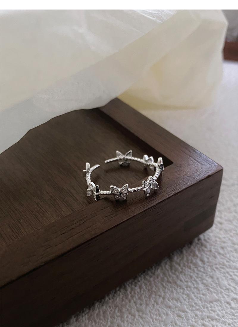 S925 Sterling Silver Three-Dimensional Butterfly Ring Women - 492(45%)