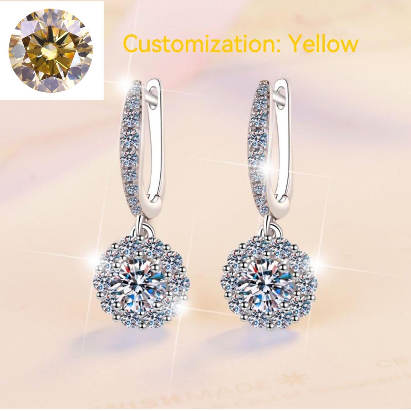 45. S925 Sterling Silver Flower Dangling Earrings Round Earrings