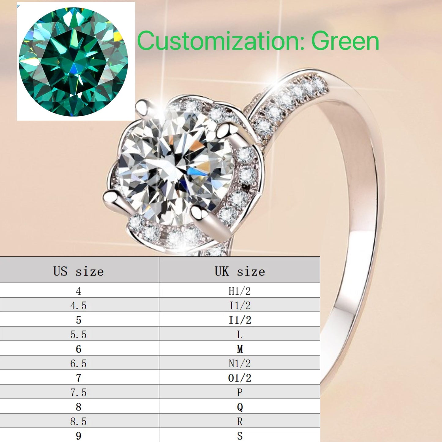 S925 Sterling Silver Hold flowers Ring Synthetic Moissanite Ring fashion jewelry accessory woman girl promise ring-471(35%)