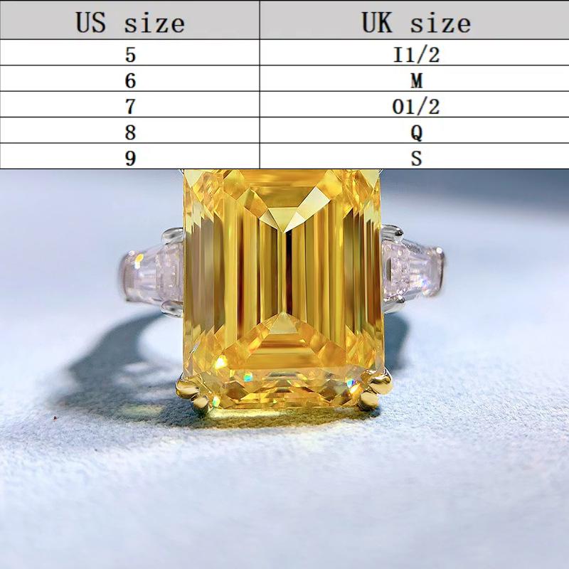 S925 Sterling Silver Asscher Cut High Carbon Ring 11*15mm 8A Cubic Zirconia Ring fashion jewelry accessory woman girl promise ring-240(35%)