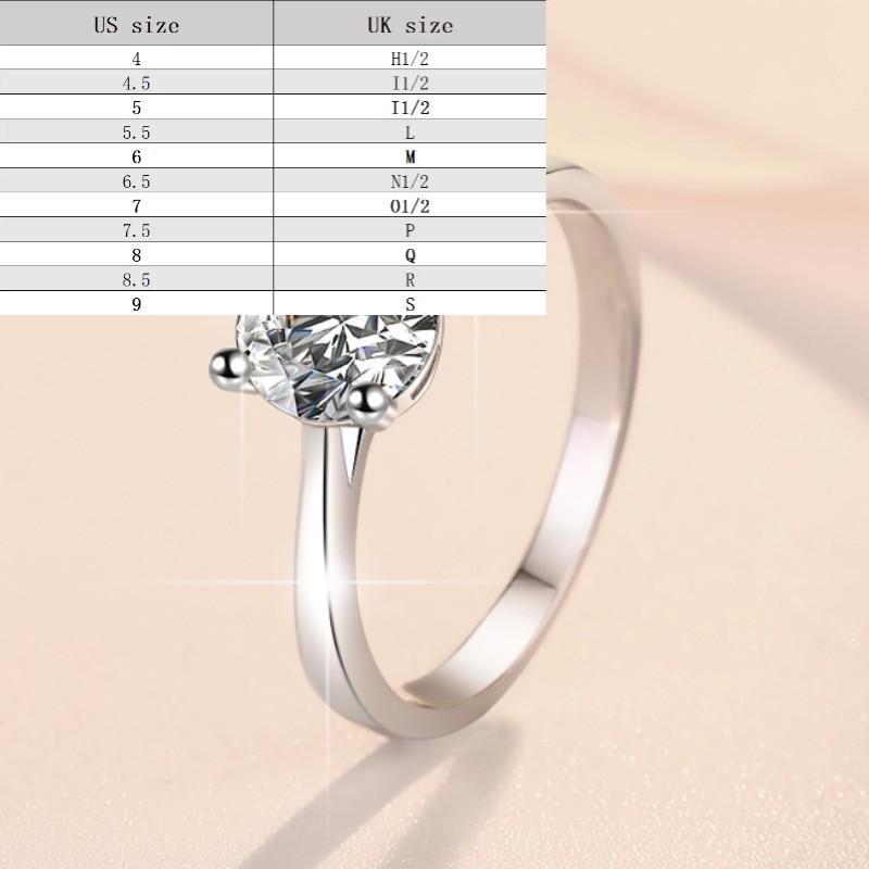 S925 Sterling Silver Oval D Color Synthetic Moissanite Four-claws Ring/1 Carat/2 Carat/ High Grade fashion jewelry accessory woman girl promise ring Springtok-211(35%)