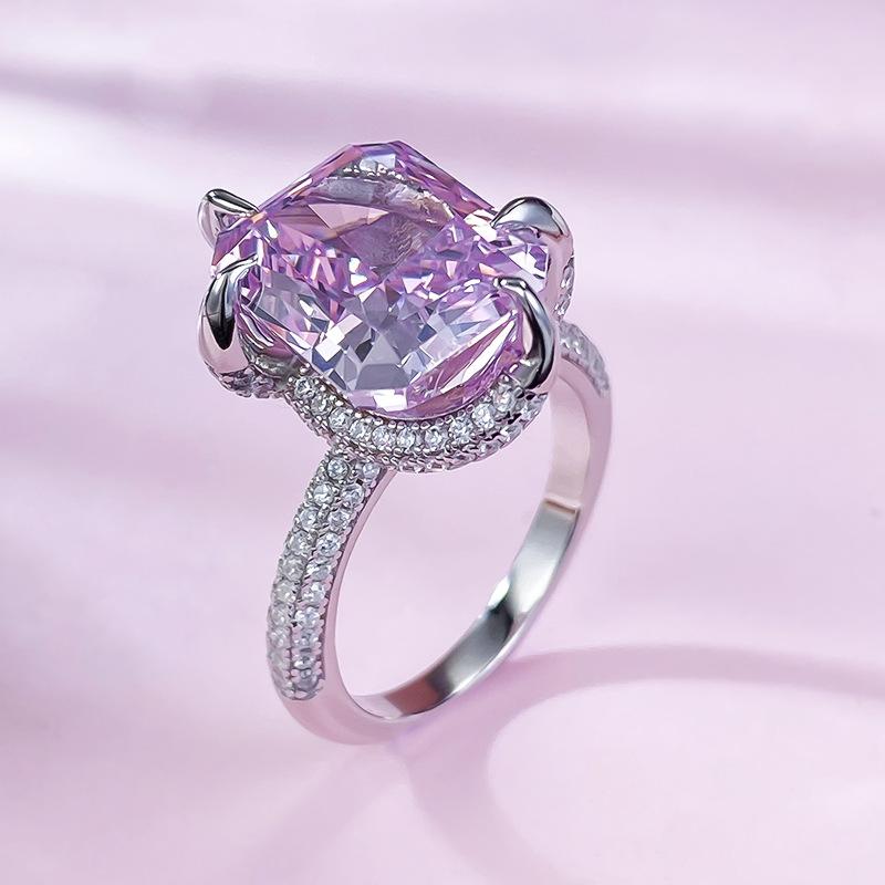 S925 Sterling Silver Purple Rectangular 10*12 mm 8A Cubic Zirconia Ring-428(25%)